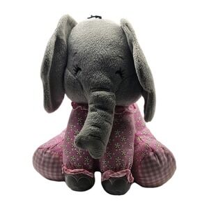 HTF‎ Cracker Barrel Pink Gray Elephant Cherished Beginnings Plush Removable Pjs